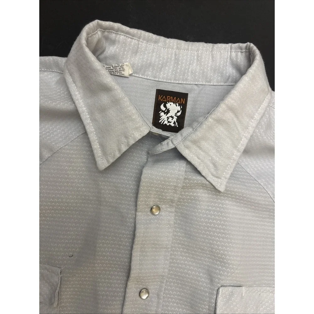 Western Karman  Pearl Snap Shirt Men's Ivory Long Sleeve Size XL Extra long tail